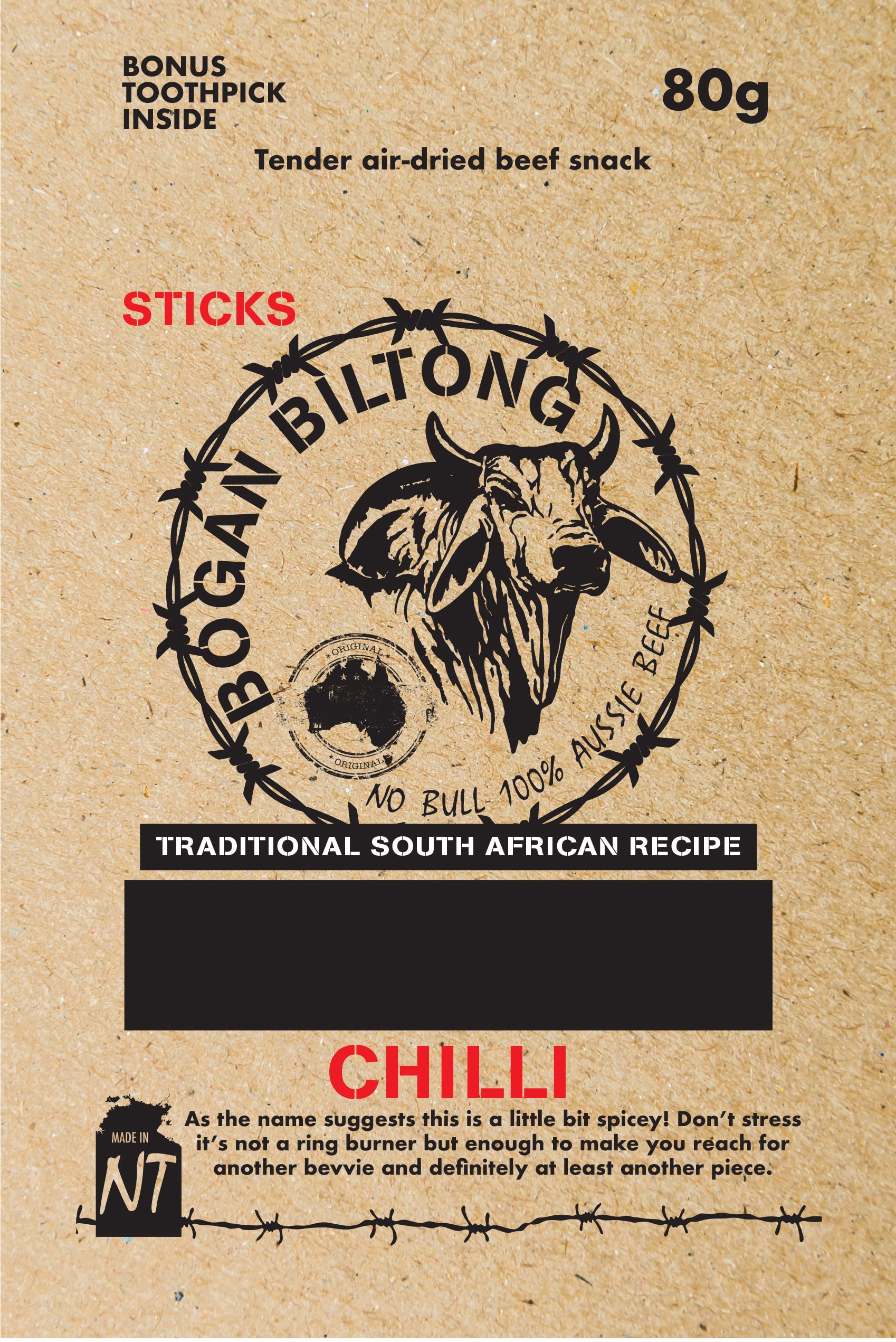 Bogan Biltong Chilli Slices 80g | Bogan Biltong Traditional South ...